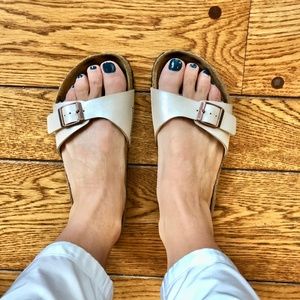 BIRKENSTOCK One Buckle Sandal Madrid Metallic Beige size 38